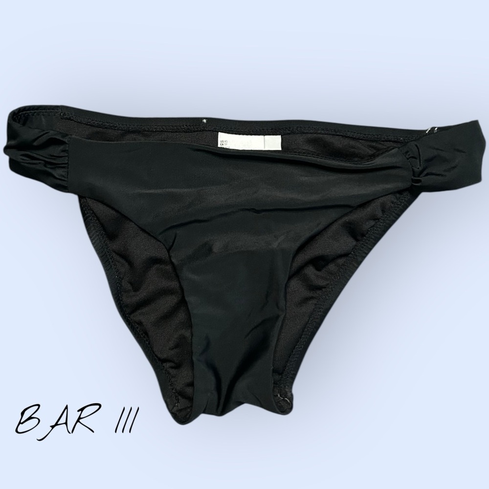Bar III Black Side-Ruched Bikini Bottoms – Size XS